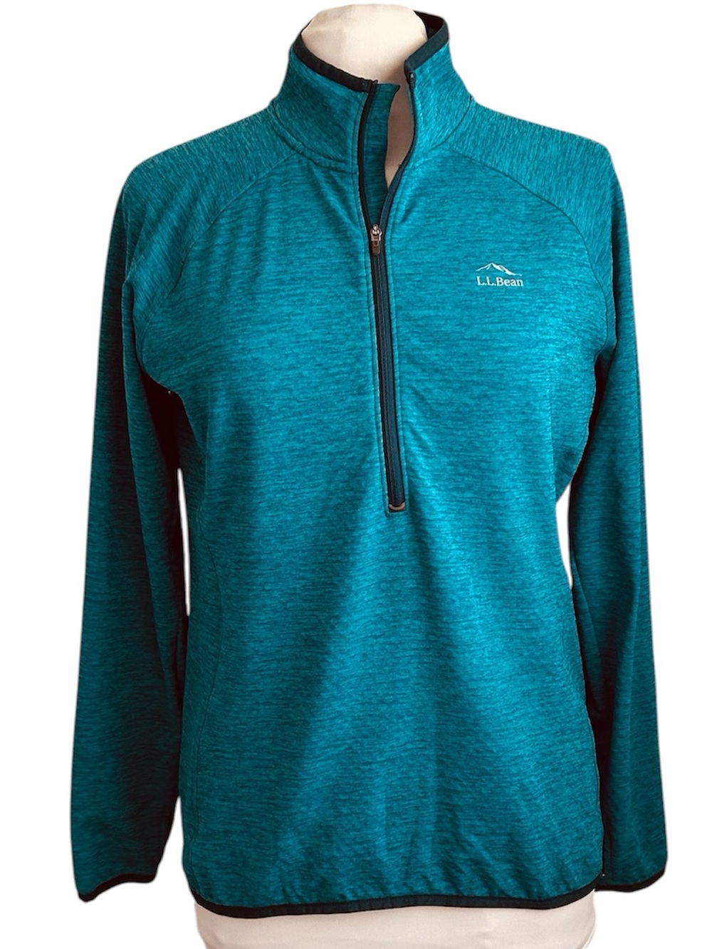 L.L. Bean Women's Adventure Grid Quarter-Zip Pullover Sweatshirt Teal Small